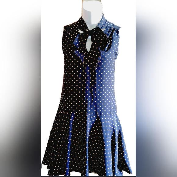 Chic Navy Polka Dot Mini Dress - Picture 8 of 11
